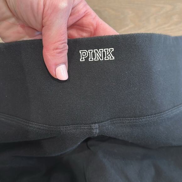 VICTORIAS SECRET PINK Black Cotton High Rise Wide Waistband Leggings Size Medium - Picture 9 of 9